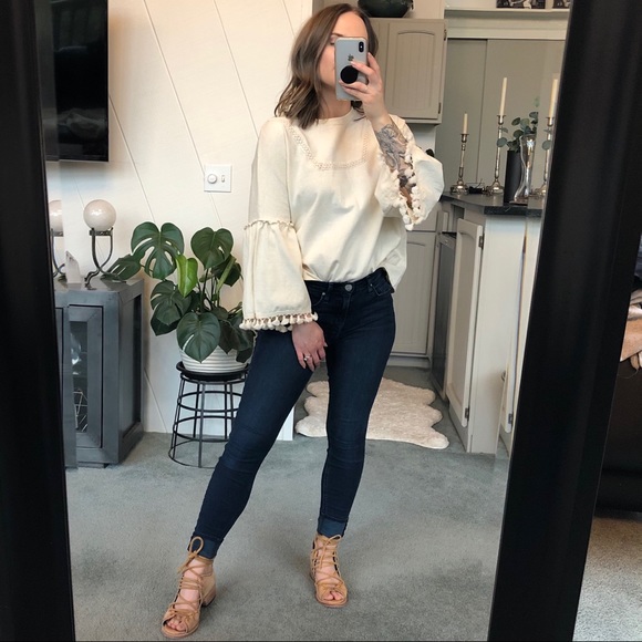 monday Tops - Monday Ivory Bell Sleeve Boho Top